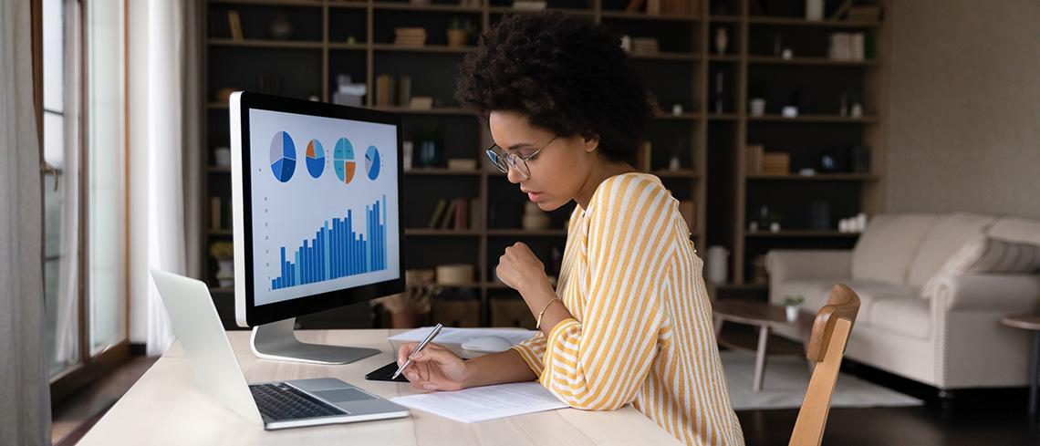 Woman creating a budget